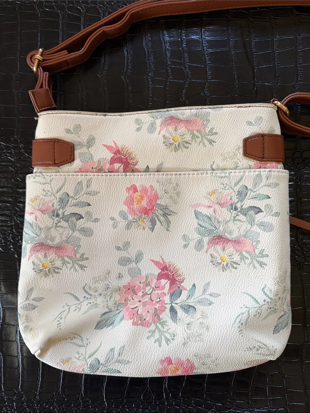 Fiorelli Floral Crossbody Bag in Brown and Pink